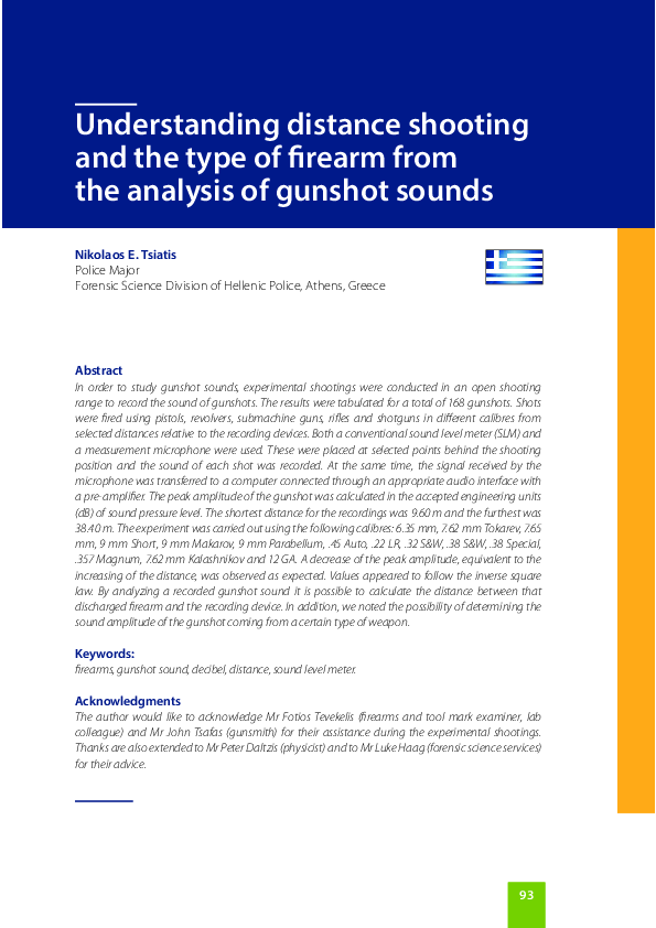 (PDF) Understanding Distance Shooting and the Type of Firearm from the ...