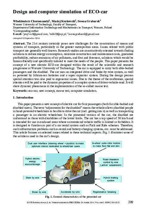 (PDF) Design and computer simulation of ECO-car