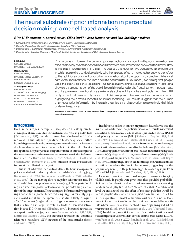 (PDF) The neural substrate of prior information in perceptual decision ...