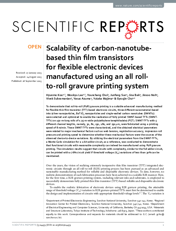 (PDF) Scalability of carbon-nanotube-based thin film transistors for ...
