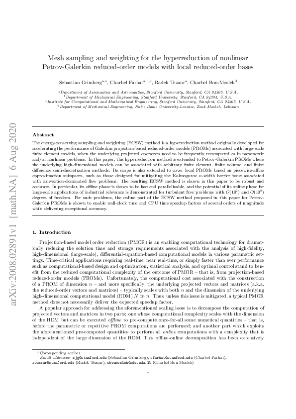(PDF) Mesh sampling and weighting for the hyperreduction of nonlinear ...