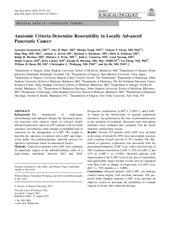 (PDF) Anatomic Criteria Determine Resectability in Locally Advanced ...