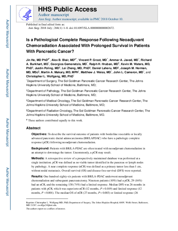 (PDF) Is a Pathological Complete Response Following Neoadjuvant ...