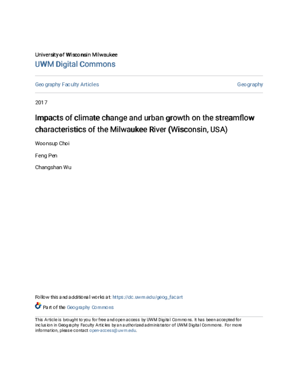 (PDF) Impacts of climate change and urban growth on the streamflow ...