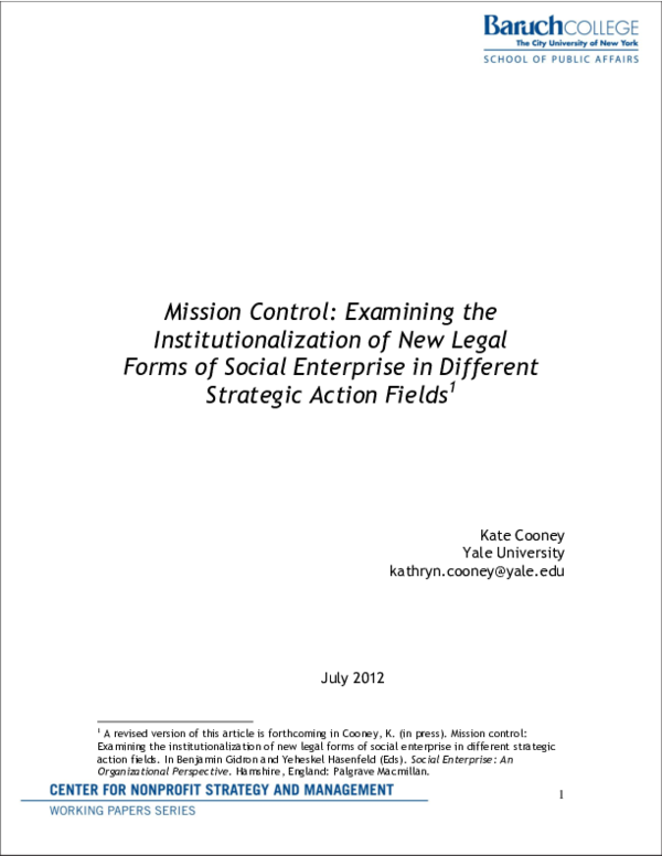 (PDF) Mission Control: Examining the Institutionalization of New Legal ...