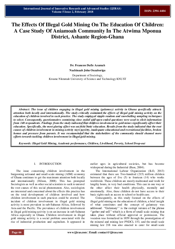 (PDF) The Effects Of Illegal Gold Mining On The Education Of Children ...