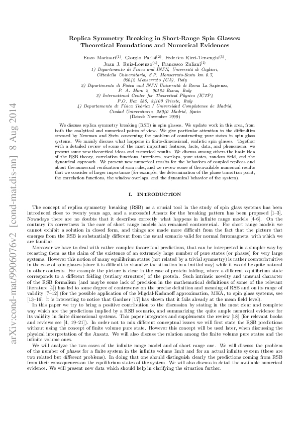 (PDF) Replica symmetry breaking in shortrange spin glasses