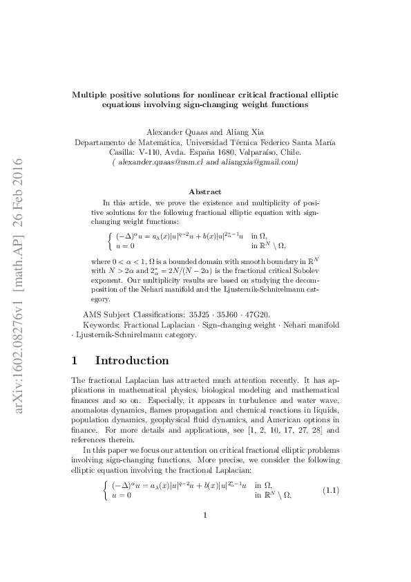 (PDF) Multiple positive solutions for nonlinear critical fractional ...