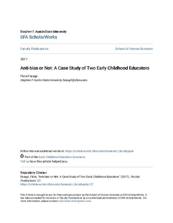 (PDF) Antibias or Not A Case Study of Two Early Childhood Educators Flora Farago Academia.edu