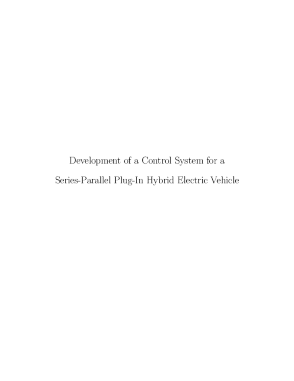 (PDF) Development of a Control System for a Series-Parallel Plug-In ...