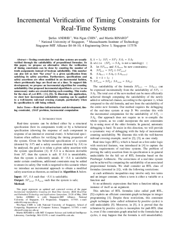 (PDF) Incremental Verification of Timing Constraints for Real-Time Systems