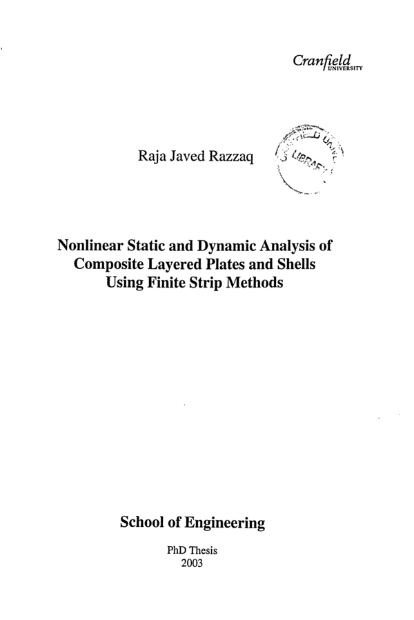(PDF) Nonlinear static and dynamic analysis of composite layered plates ...