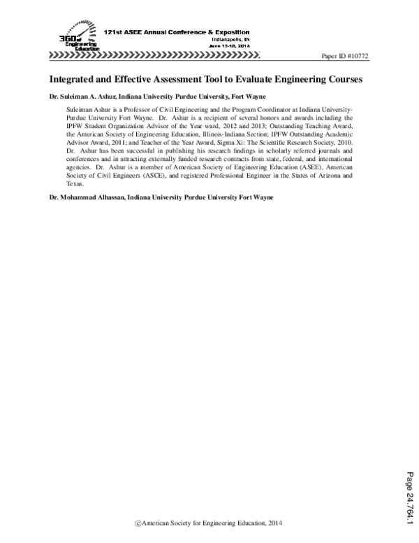 (PDF) Integrated and Effective Assessment Tool to Evaluate Engineering ...