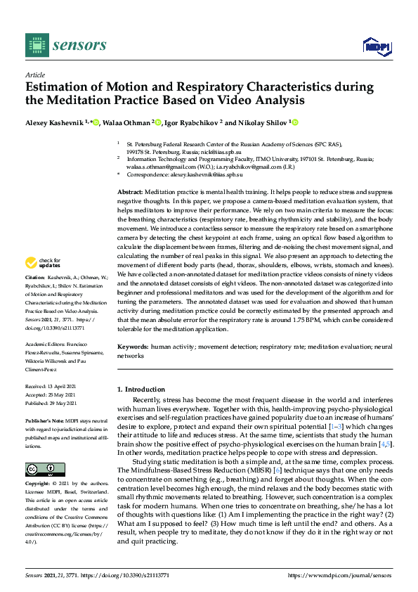 (PDF) Estimation of Motion and Respiratory Characteristics during the ...