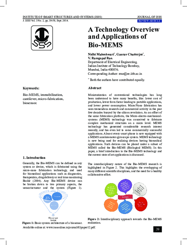 (PDF) A Technology Overview and Applications of Bio-MEMS