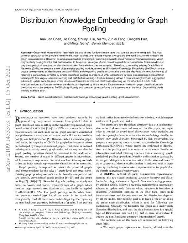 (PDF) Distribution Knowledge Embedding for Graph Pooling