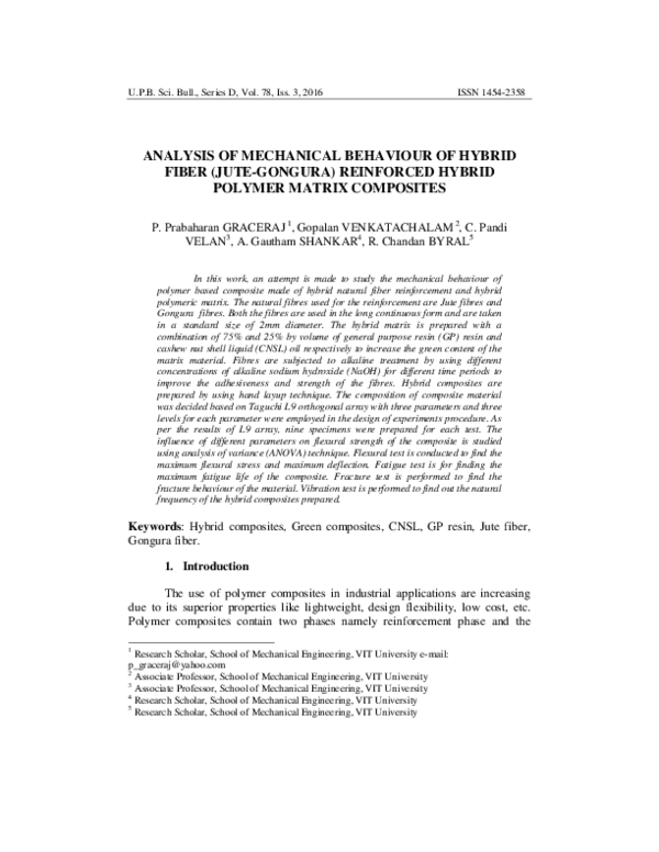 (PDF) Analysis of Mechanical Behaviour of Hybrid Fiber ( Jute-Gongura ...