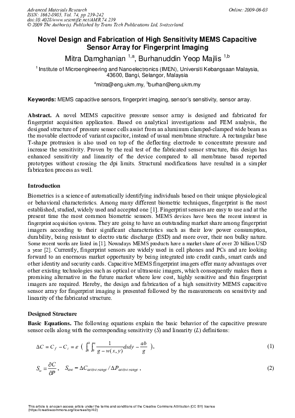 (PDF) Novel Design and Fabrication of High Sensitivity MEMS Capacitive ...