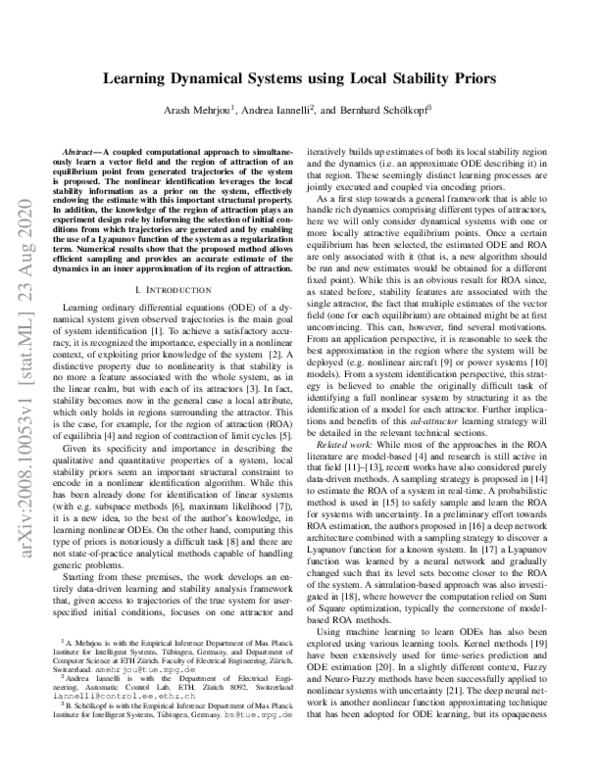 (PDF) Learning Dynamical Systems using Local Stability Priors