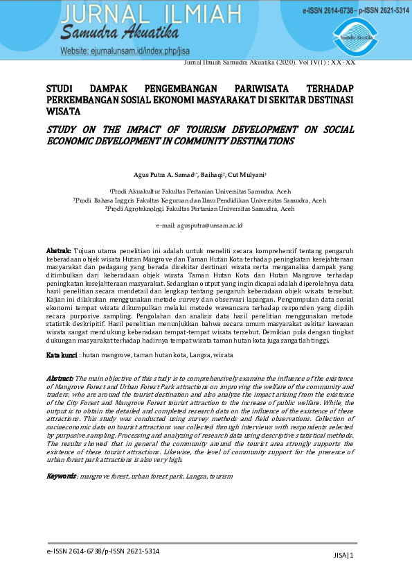 (PDF) STUDY ON THE IMPACT OF TOURISM DEVELOPMENT ON SOCIAL ECONOMIC ...