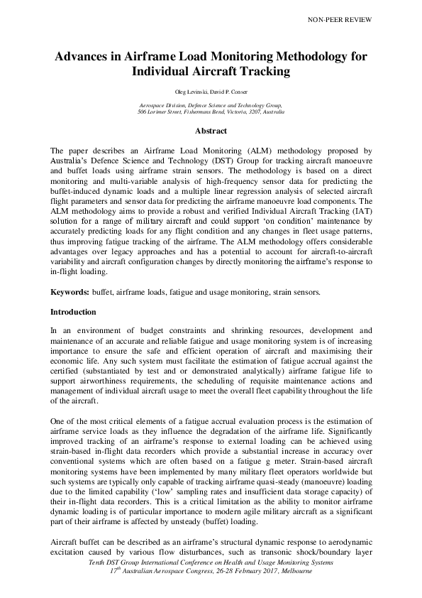 (PDF) Advances in airframe load monitoring methodology for individual ...