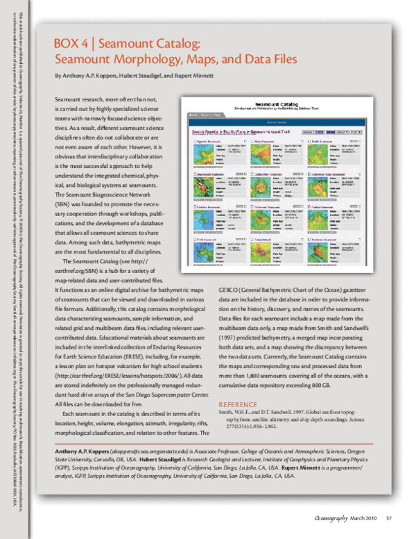 (PDF) Seamount Catalog: Seamount Morphology, Maps, and Data Files