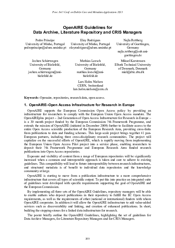 (PDF) OpenAIRE guidelines for data archive, literature repository and ...