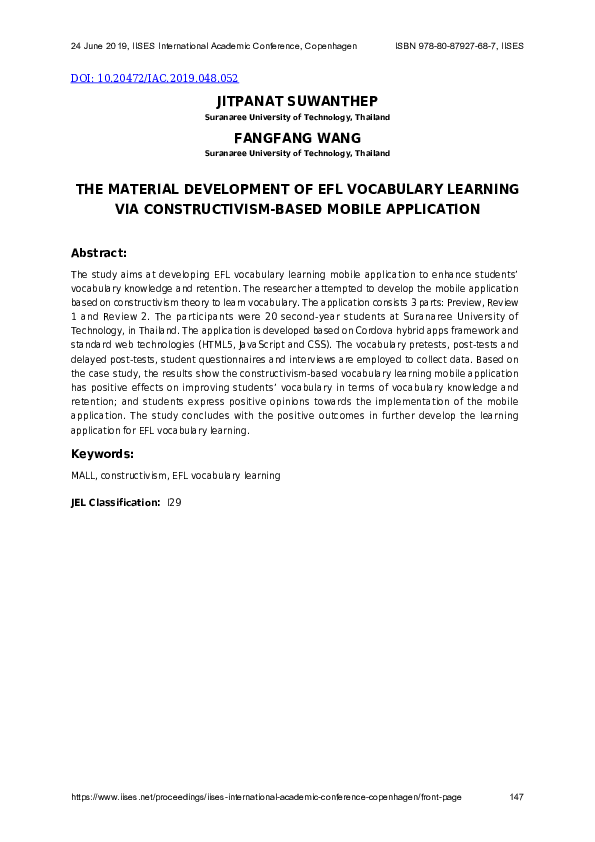 (PDF) The Material Development of Efl Vocabulary Learning via ...