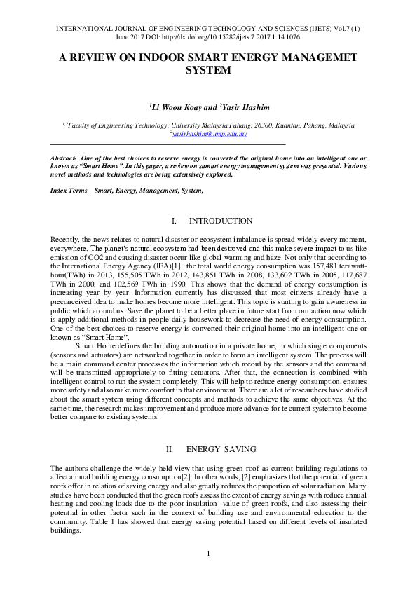 (PDF) A Review On Indoor Smart Energy Management System