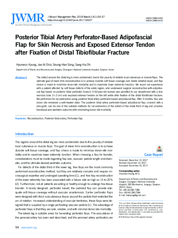 (PDF) Posterior Tibial Artery Perforator-Based Adipofascial Flap for ...