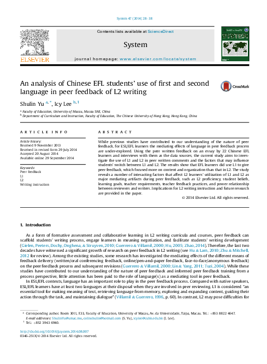 (PDF) An analysis of Chinese EFL students’ use of first and second ...