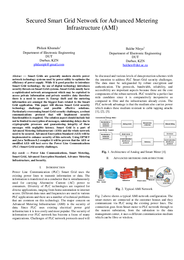 (PDF) Secured smart grid network for Advanced Metering Infrastructure (AMI)
