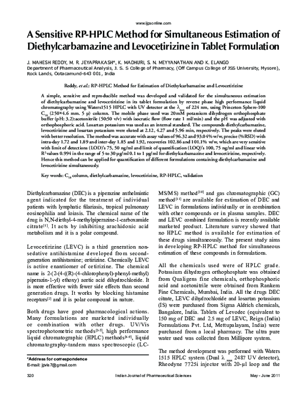 (PDF) A Sensitive RP-HPLC Method for Simultaneous Estimation of ...