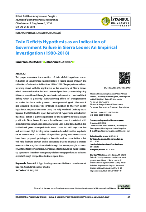 (PDF) Twin Deficits Hypothesis as an Indication of Government Failure ...