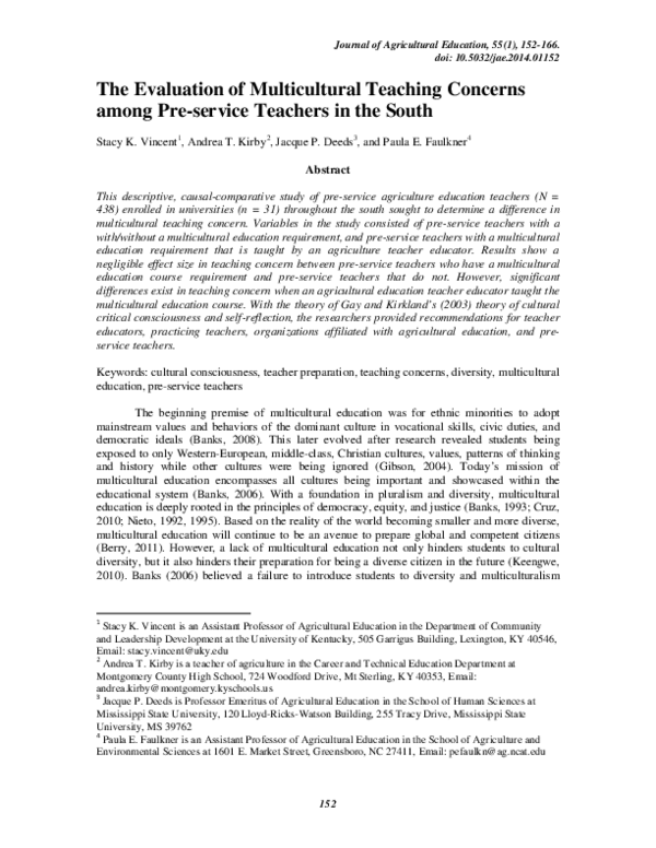 (PDF) The Evaluation of Multicultural Teaching Concerns among Pre ...