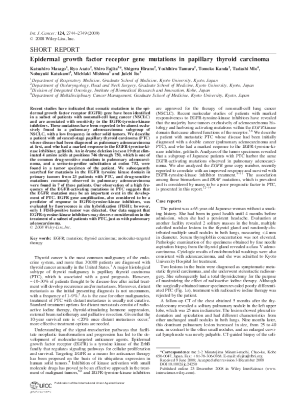 (PDF) Epidermal growth factor receptor gene mutations in papillary ...