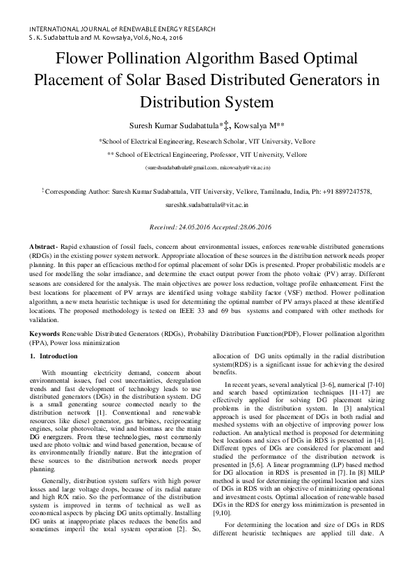 (PDF) Flower Pollination Algorithm Based Optimal Placement of Solar DGs ...