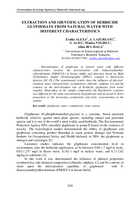 (PDF) Extraction and Identification of Herbicide Glyphosate from ...