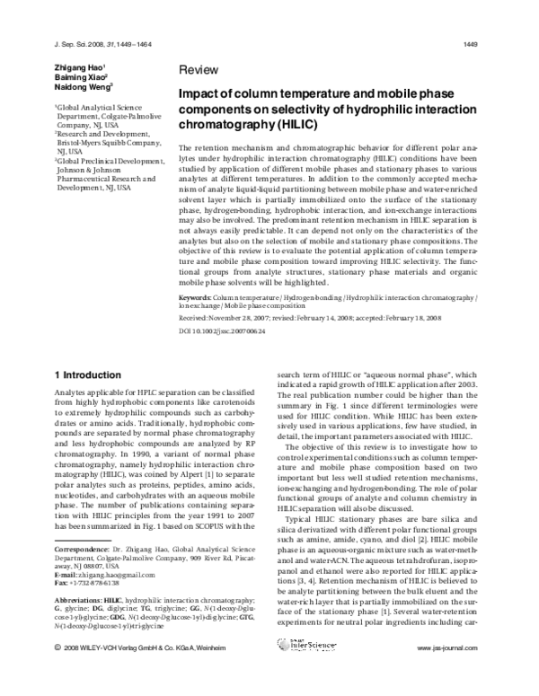 (PDF) Impact of column temperature and mobile phase components on