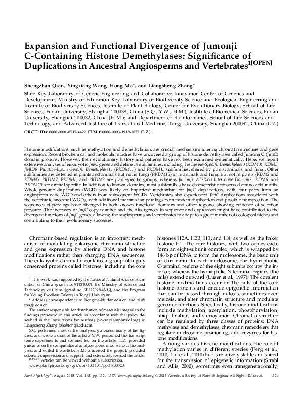 (PDF) Expansion and functional divergence of the JmjC gene family ...