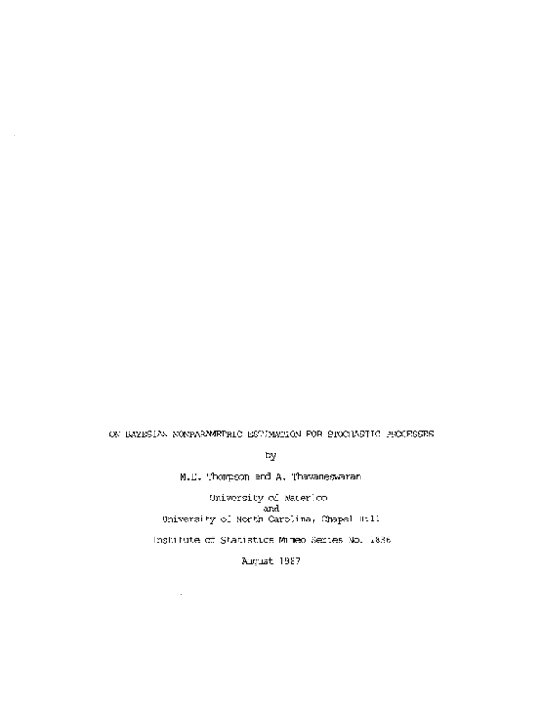 (PDF) On Bayesian nonparametric estimation for stochastic processes