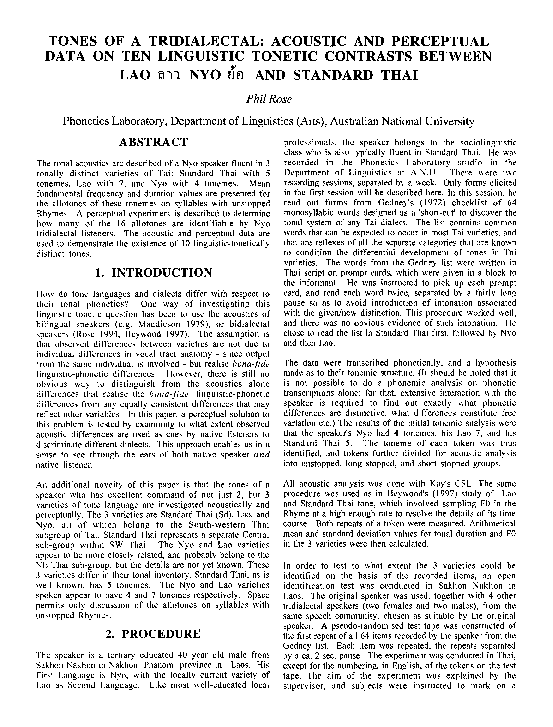 (PDF) Tones of a tridialectal: acoustic and perceptual data on ten ...
