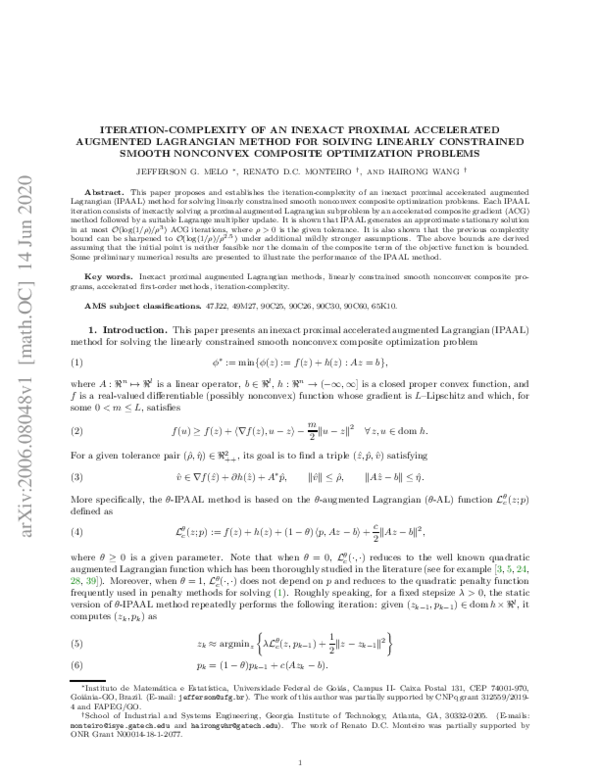 (PDF) Iteration-complexity of an inexact proximal accelerated augmented ...