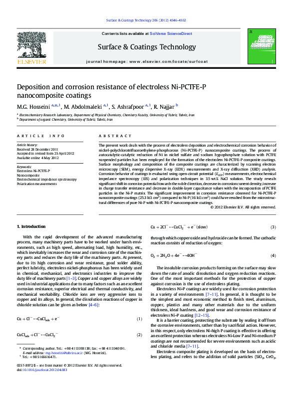 (PDF) Deposition and corrosion resistance of electroless Ni-PCTFE-P ...