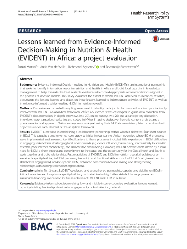 (PDF) Lessons learned from Evidence-Informed Decision-Making in ...
