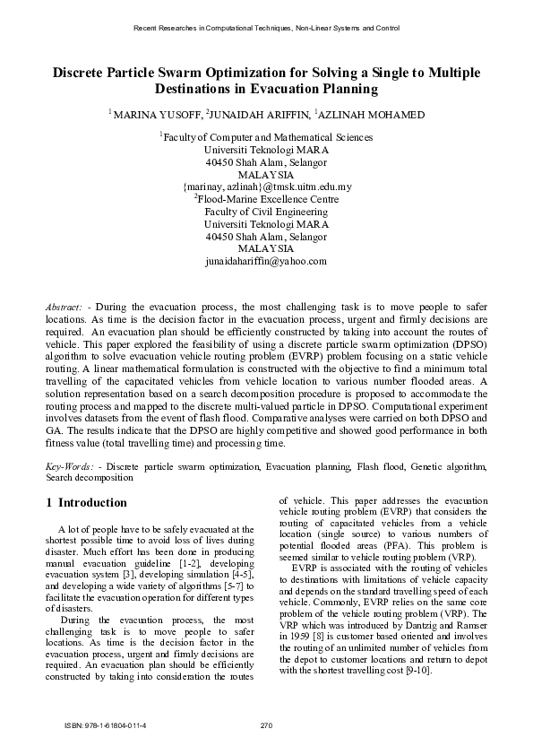 (PDF) Discrete particle swarm optimization for solving a single to ...
