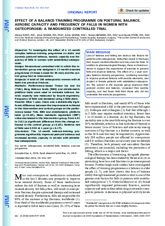 (PDF) Effect of a balance-training programme on postural balance ...