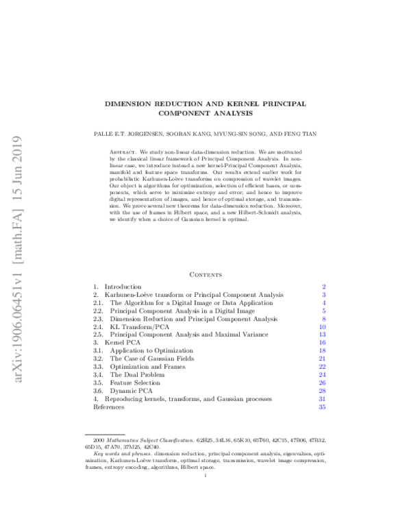 (PDF) Dimension Reduction and Kernel Principal Component Analysis ...