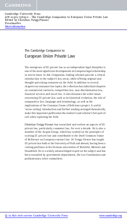 (PDF) Cambridge Companion to European Union Private Law