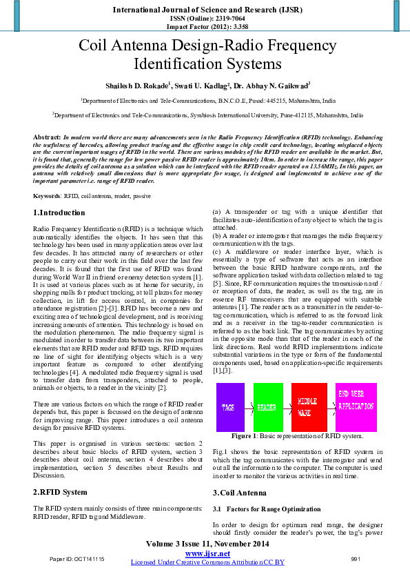 (PDF) Coil Antenna DesignRadio Frequency Identification Systems